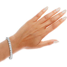 Load image into Gallery viewer, NATALIA DRAKE 1/4 Cttw Wave Link Diamond Tennis Bracelet for Women in Rhodium Plated Sterling Silver (Color I-J / Clarity I2-I3)
