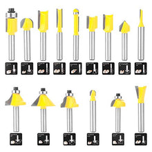 Load image into Gallery viewer, KOWOOD Router Bits Set of 15 Pieces 1/4 Inch Woodwork Tools for Beginners
