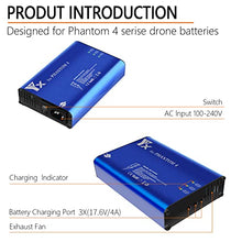 Load image into Gallery viewer, Hanatora 4 in 1 Rapid Multi Battery Charger with Ground for DJI Phantom 4/4 Advanced/4 Pro V2.0/4 Pro Plus Obsidian Drone&amp;Remote Controller,Parallel Charging hub for Phantom 4 Series
