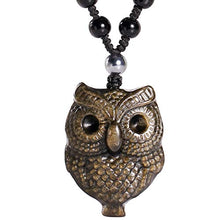 Load image into Gallery viewer, Jewever Golden Obsidian Owl Necklace Natural Stone Amulet Wellness and Wealth Gemstons Pendant for Men or Women
