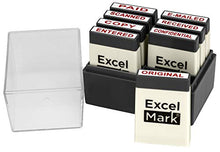 Load image into Gallery viewer, ExcelMark Mini Office Message Rubber Stamp Set - Red Ink - Storage Tray Included
