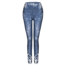 Load image into Gallery viewer, Aniywn Jean Leggings for Women Printed High Waisted Capri Cropped Yoga Pants Stretch Jean Look Denim Fitness Tights
