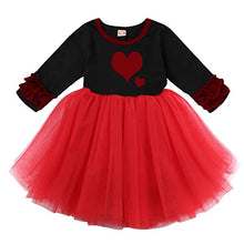 Load image into Gallery viewer, GUMEMO Kids Toddler Baby Girls Valentine&#39;s Day Dress Outfit Long Sleeve Princess Party Tutu Skirt Dress Playwear Clothes (4-5 Years, Black+Red)
