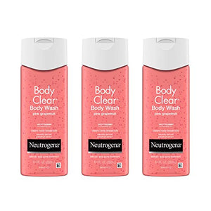 Neutrogena Body Clear Acne Treatment Body Wash with Salicylic Acid Acne Medicine, Pink Grapefruit Body Acne Cleanser to Prevent Breakouts on Back, Chest & Shoulders, 8.5 fl. oz (Pack of 3)