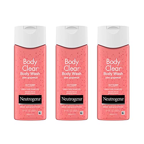 Neutrogena Body Clear Acne Treatment Body Wash with Salicylic Acid Acne Medicine, Pink Grapefruit Body Acne Cleanser to Prevent Breakouts on Back, Chest & Shoulders, 8.5 fl. oz (Pack of 3)