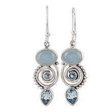 Load image into Gallery viewer, NOVICA Blue Topaz and Chalcedony .925 Sterling Silver Dangle Earrings 'Sentimental Journey'
