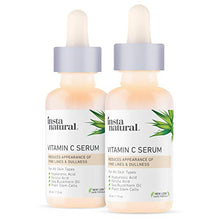 Load image into Gallery viewer, Vitamin C Serum Duo - 100 Days of Age Defying Benefits, With Hyaluronic Acid &amp; Vitamin E, Brighten &amp; Defend, Anti-Aging, Wrinkle Reducer &amp; Sun Damage Corrector - InstaNatural - 2 Pack
