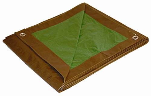 16x24 Multi-Purpose Brown/Green Medium Duty DRY TOP Poly Tarp (16'x24')