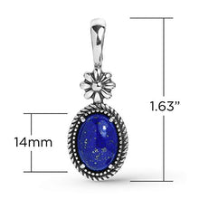 Load image into Gallery viewer, American West Sterling Silver Blue Lapis Gemstone Native Flower Pendant Enhancer

