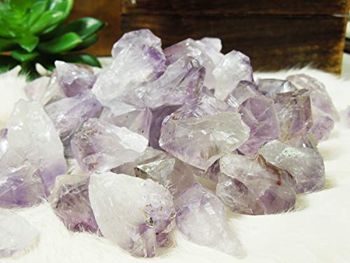 1/2 lb Amethyst Points Stones Bulk - Raw Natural Crystals - Bulk Gemstones - for Jewelry Making, Wicca, Reiki, Crystal Healing, Wire Wrapping