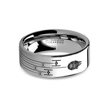 Load image into Gallery viewer, Hanover Jewelers Millennium Falcon vs TIE Fighters Laser Engraved Tungsten Carbide Wedding Ring Band, 8mm, Size 11
