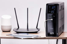 Load image into Gallery viewer, APC UPS 1500VA Sine Wave UPS Battery Backup, BR1500MS2 Backup Battery Power Supply with AVR, (2) USB Charger Ports

