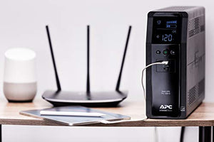 APC UPS 1500VA Sine Wave UPS Battery Backup, BR1500MS2 Backup Battery Power Supply with AVR, (2) USB Charger Ports