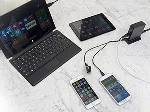 SABRENT 2.5-Inch SATA to USB 3.0 Tool-Free External Hard Drive Enclosure + 7 Port USB 3.0 HUB + 2 Charging Ports with 12V/4A Power Adapter