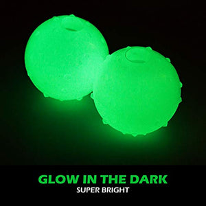 Glow in The Dark Balls for Dog, Light Up Dog Fetch Toy Balls for Large and Small Dogs, Come with a 21 LED UV Flashlight for The Best Glowing Effect at The Night (R&L 2 Pack - 2.5 inch)