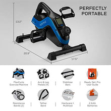 Load image into Gallery viewer, Under Desk Bike Pedal Exerciser - FlexCycle Exercise Bike Stationary Magnetic Cycle with LCD Monitor &amp; Resistance Bands for Arm &amp; Leg Recovery &amp; Therapy - Foot Pedal Exerciser for Home &amp; Office (Blue)
