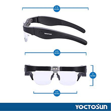 Load image into Gallery viewer, YOCTOSUN Rechargeable Head Magnifier Glasses, Eyeglasses Magnifier with 2 LED Lights and Detachable Lenses 1.5X, 2.5X, 3.5X,5X, Best Magnifying Glasses for Reading and Hobby
