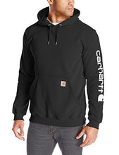 Load image into Gallery viewer, Carhartt Men's Midweight Sleeve Logo Hooded Sweatshirt (Regular and Big &amp; Tall Sizes), Black, Large
