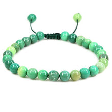 Load image into Gallery viewer, Amandastone Natural Green Chrysoprase Gemstone 6mm Round Beads Adjustable Braided Macrame Tassels Chakra Reiki Bracelet
