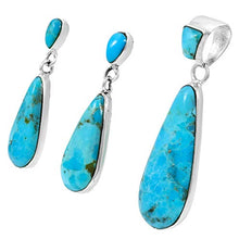 Load image into Gallery viewer, Sterling Silver Genuine Turquoise Necklace &amp; Earrings Matching Set (Choose Style) (Turquoise)
