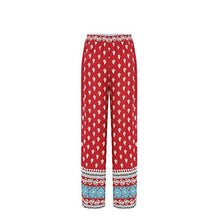 Load image into Gallery viewer, Love Welove Fashion Women's Summer Wide Leg Elastic High Waist Printed Boho Hippie Palazzo Pants Plus Size (S, Burgundy National Floral)
