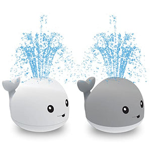 DPTOYZ Baby Bath Toys, Whale Bath Toys Induction Sprinkler Light Up Bath Toys for Toddlers Kids Boys Girls, Pool Bathroom Baby Toys , Bathtub Shower for Toddlers Pack of 2