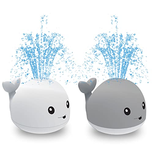 DPTOYZ Baby Bath Toys, Whale Bath Toys Induction Sprinkler Light Up Bath Toys for Toddlers Kids Boys Girls, Pool Bathroom Baby Toys , Bathtub Shower for Toddlers Pack of 2