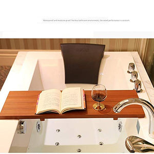 Y-s-h Wooden Bathtub Tray, Waterproof Non-Slip Bathtub Tablet Holder, Environmental Protection and Anti-Aging Luxury Bathtub Caddy Tray/Suitable for Any Size Bathtub (Color: Wood Color)
