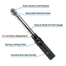 Load image into Gallery viewer, Vibrelli Bike Torque Wrench Set - 1/4 Inch Drive - 2 to 20nm, 0.1 Nm Micro - Essential MTB &amp; Bicycle Torque Wrench Tools. Hex/Allen 2-10, Torx 10-30, 100mm Extension Socket, Storage Case
