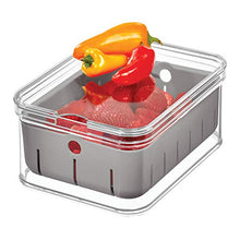 Load image into Gallery viewer, iDesign Crisp BPA-Free Plastic Produce Storage Bin - 8.32" x 6.32" x 3.76", Clear/Gray

