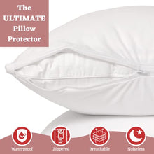 Load image into Gallery viewer, Guardmax Waterproof Pillow Protectors - Zippered Pillow Covers Bed Bug Hypoallergenic Pillow Cases, Protects from Dirt, Debris - Standard Size (20"x26") 4 Pack
