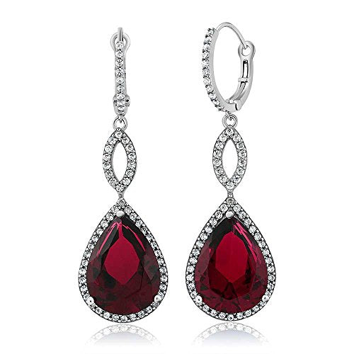 Gem Stone King 925 Sterling Silver Long Drop Dangle Elegant Wedding Bridal Chandelier Teardrop Earrings For Women (2 Inch Pear Shape 16X12MM, 20.00 Cttw)