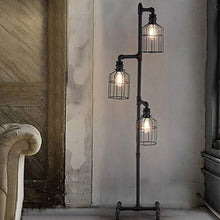 Load image into Gallery viewer, NIUYAO Industrial Style 60&#39;&#39; High Track Tree Floor Lamp Iron Cage 3 Lights Pipe LED Floor Light Fixture Black 409434
