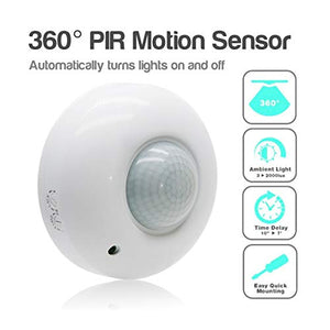Sensky 360 Degree Ceiling Mount Occupancy Sensor, 110-240V PIR Motion Sensor Switch, High Sensitive Movement Detector Light Switch, Neutral Required(Max Detection Distance: 6 m)