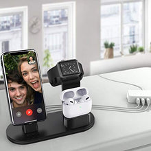 Load image into Gallery viewer, OLEBR 3 in 1 Charging Stand Compatible with iWatch Series 5/4/3/2/1, AirPods and iPhone 11/11 Pro/11 Pro Max/Xs/X Max/XR/X/8/8Plus/7/7 Plus /6S /6S Plus(Original Charger &amp; Cables Required) Black
