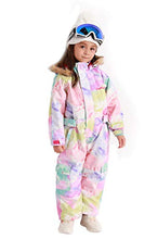 Load image into Gallery viewer, Bluemagic Big Kid&#39;s One Piece Snowsuits Ski Suits Waterproof Overalls Jackets Snowboarding,Water Color,160cm

