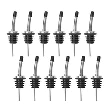 Load image into Gallery viewer, AOZITA 12 Pack Stainless Steel Classic Bottle Pourers Tapered Spout - Liquor Pourers with Rubber Dust Caps

