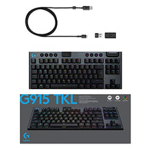 Load image into Gallery viewer, Logitech G915 TKL Tenkeyless Lightspeed Wireless RGB Mechanical Gaming Keyboard, Low Profile Switch Options, LIGHTSYNC RGB, Advanced Wireless and Bluetooth Support - Clicky, Black

