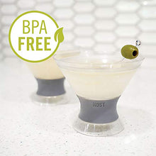 Load image into Gallery viewer, HOST Freeze Insulated Martini Cooling Cups Freezer Gel Chiller Double Wall Stemless Cocktail Glass, Set of 2, 9 oz, Grey

