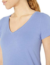 Load image into Gallery viewer, Amazon Brand - Core 10 Women's Pima Cotton Blend Short Sleeve V-Neck T-Shirt, Bleached Blue, X-Large
