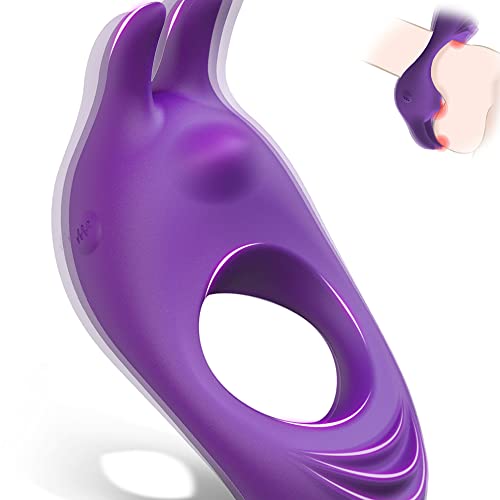 Vibrating Cock Ring with Rabbit Design, Rechargeable Penis Ring Vibrator with 9 Vibration Modes , TIVINO Silicone Male Sex Toy for Man and Couple Play