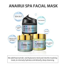 Load image into Gallery viewer, ANAI RUI Turmeric Clay Mask - Green Tea Detox Clay Mask - Dead Sea Minerals Mud Mask, Spa Facial Mask Set, 2.5 oz each
