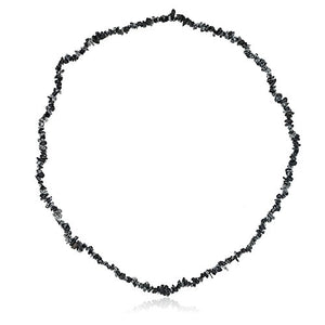 Gem Stone King 32 Inch Black Obsidian Chip Necklace 260.00 Carat