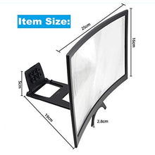 Load image into Gallery viewer, Cinyiuze 12&#39;&#39; 3D Curved Screen Magnifier for Mobile Phone, HD Magnifier Projector Screen Enlarger for Videos, Movies, Games, Foldable Phone Stand with Screen Amplifier, Compatible with All Smartphones
