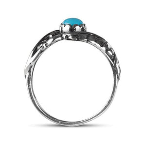 American West Sterling Silver Sleeping Beauty Turquoise Gemstone Leaf Ring Size 07