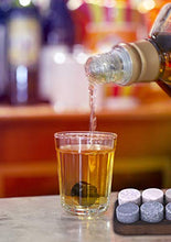 Load image into Gallery viewer, 6 Pack Whiskey Stones - Whiskey Stones Set of Round Granite Whiskey Rocks with Elegant Wooden Storage Tray for Chilling Beverages
