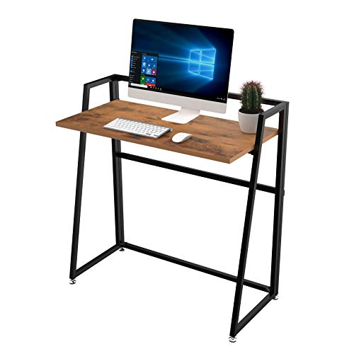 EUREKA ERGONOMIC Modern Folding Computer Desk Teen Student Dorm Study Desks 33-inch Teak Wood Fold up Desk, Easy to be Folded or Unfolded for Writing, Laptop Working and Crafting, Fits Home Office