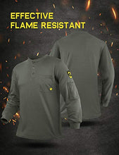 Load image into Gallery viewer, PTAHDUS Men's Flame Resistant Long Sleeve Henley Shirt, 7.1 Ounce 100% Cotton FR Workwear Clothing for Men (Grey, Small)
