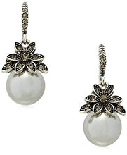 Load image into Gallery viewer, The Retro Vintage Fashion Luxury Flower Matt Black Pearl with Zircon Earrings with S925 Silver Post for Women Girl Gifts Valentines/Birthday/ Anniversary / Mother’s Day
