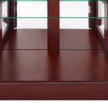 Load image into Gallery viewer, GOOD &amp; GRACIOUS 4 Door Curio Cabinet with Lights, Tempered Glass Adjustable Shelves, and Mirrored Back, Walnut
